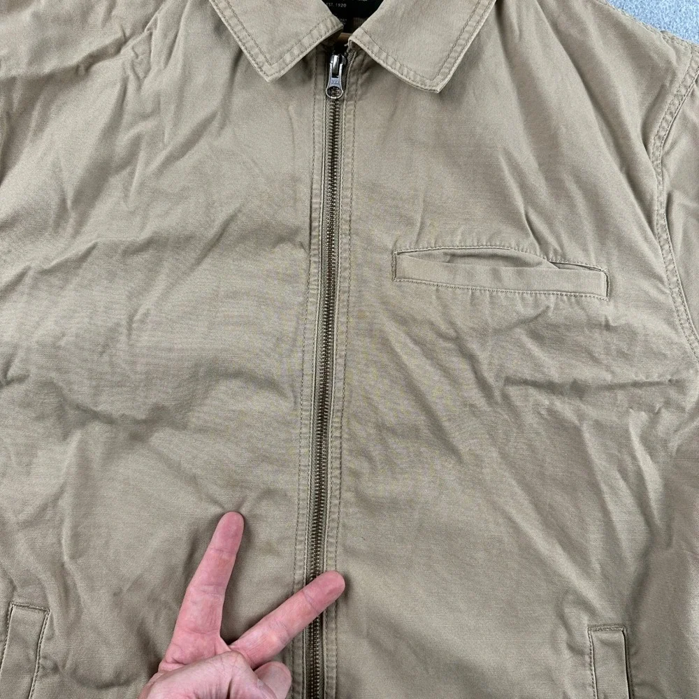 Eddie Bauer Jacket Mens L Tan‎ Canvas Full Zip Corduroy Lined Workwear Outdoor